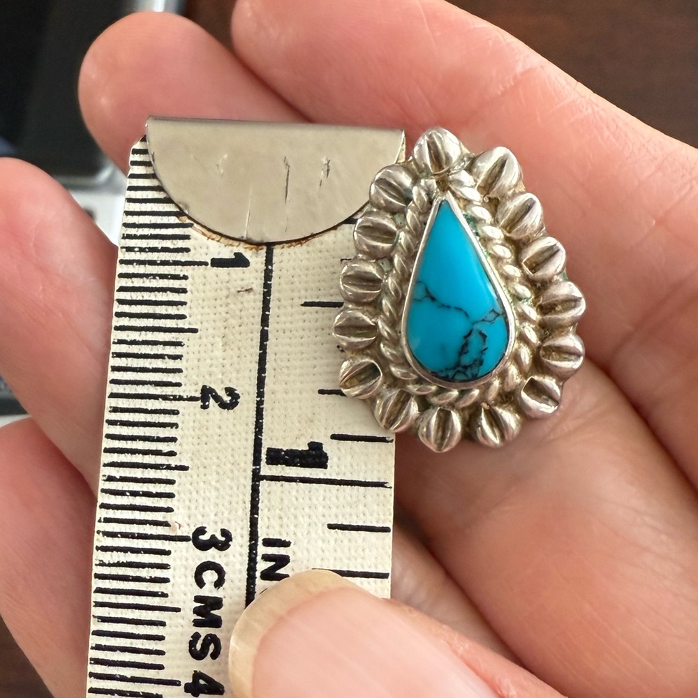 Solid Sterling Silver Turquoise Stud Earrings - image 5